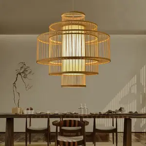 Custom Lighting Accessories Pendant Covers Rattan Lampshades Bamboo Lamp Shade For Chandeliers