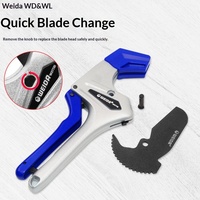 WEIDA Cortador de Tubos de PVC con Trinquete Autoblocante de Aleación de Aluminio de 75 mm, Herramientas Manuales de Plomería, Juego de Escariadores de Tubos, Roscador Manual, 3 Años de Garantía