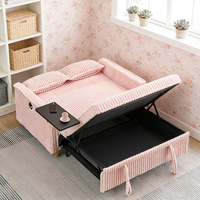 Canapé-lit convertible en velours côtelé avec rangement et table d'appoint, tissu personnalisé, pour salon, mobilier de maison - Vente chaude