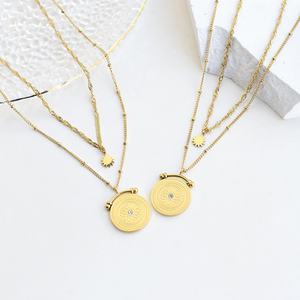 Collares de Moda Coreanos al por Mayor, Collares de Joyería Fina con Textura Metálica Personalizados, Collares con Colgante de Acero Inoxidable para Mujer - Product Image 1