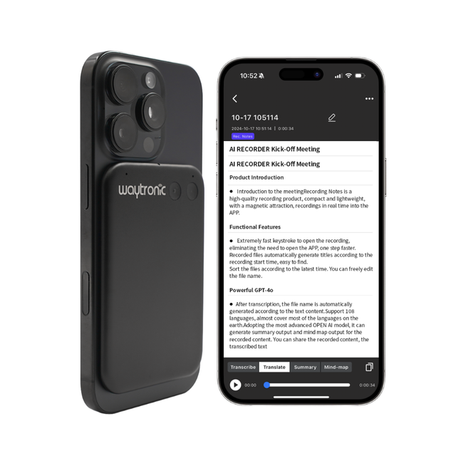 AI Recorder Note Smart Phone Magnetic Notes 1GB Capacity /App for Multiple Scenarios Automatic Translation Summary MP3