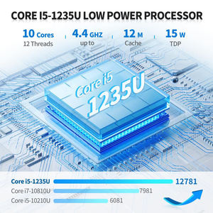 CWWKIPC PC Industrial Sin Ventilador I5-1235U (<span class=keywords><strong>10C</strong></span> 4.4GHz) 2x I210AT Gigabit LAN 4K HD+DP 8GB <span class=keywords><strong>RAM</strong></span> 256GB SSD 6xRS232/485 COM GPIO - Product Image 2