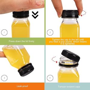 1オンス、2オンス、6オンス、8オンス、10オンス、12オンス、16オンスのフレンチスクエア<span class=keywords><strong>PET</strong></span>ジュースボトル、スクリューキャップ付き、自己冷却飲料の保管に最適 - Product Image 6