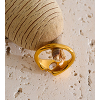 Bague JINYOU 775 durable en acier inoxydable plaqué or 18 carats avec zircon cubique rond serti double couche