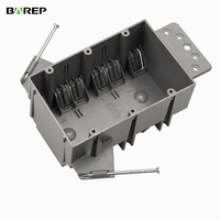 Boîtier de jonction électrique en PVC BAREP SN44X à 3 modules, homologué ETLus, conforme UL 514C, à fixation par clouage, nouveau, gris, pour interrupteur et prise murale