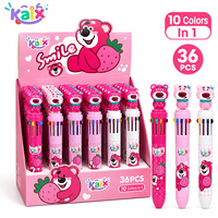 Stylo Gel Multicolore KAIX Ours Mignon avec Logo Personnalisé, 10 Couleurs, Embout en PVC Souple, Lot de 36 Pièces pour Récompenses Scolaires