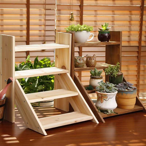 Échelle à 4 niveaux étagère de jardin pour grand Pot de fleur présentoir de fleurs en bambou support de fleurs intérieur extérieur - Product Image 2