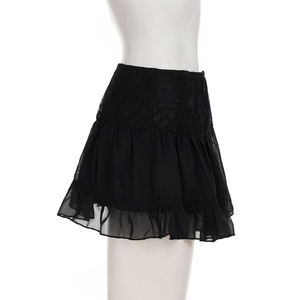 Gothic Lolita a Line Layered Cake <b>Skirt</b> Mesh Lace Trim <b>Elastic</b> <b>Waist</b> Solid Color Slimming Summer Casual Mini - Product Image 5