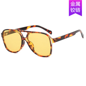 Oversized Aviator Sunglasses <b>Black</b> <b>Frame</b> Pc Material Uv400 Protection Fashionable Style For Women - Product Image 5