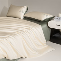 Parure de lit de luxe en coton longues fibres 50S, 4 pièces, avec broderie florale élégante, en satin lisse, pour chambre, maison, hôtel