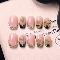 Ongles à presser en acrylique PMMA faits main, courbes carrées 2.0, couverture complète, 3D double embossage, 10 pièces, marque privée ODM