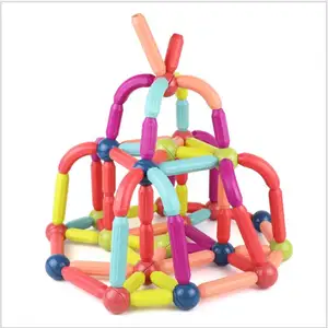 64 PCS Children Educational toys Magnetic Balls and Rods Set Building Sticks Blocks Vibrant Colors Different Sizes Curved Shapes