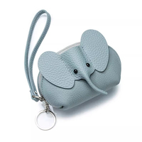 Weiche Elefanten-Geldbörse für Damen, Schlüsseltasche, Kartentasche, Tasche mit Kordelverschluss, Lippenstift-Aufbewahrungstasche, Münztasche, Ketten, Stickerei, RFID