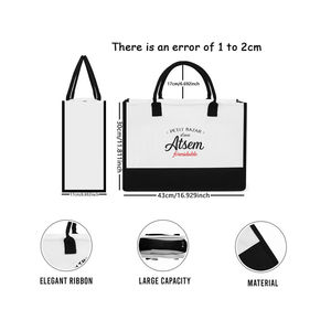 Bolso Tote Petit <span class=keywords><strong>Bazar</strong></span> d'une Atsem, Bolso de Hombro de Lona Merci Maitresse, Regalo de Agradecimiento para Preescolar Atsem - Product Image 2