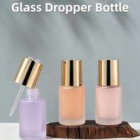 Botol Dropper Kaca Matte Pink Custom dengan Sablon untuk Minyak Esensial & Krim Perawatan Kulit Tutup Dropper Emas 30ml
