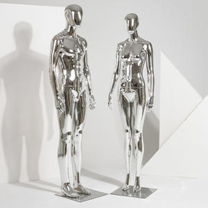 Manichino Intero in Fibra di Vetro Argentato Elettroplaccato per <span class=keywords><strong>Negozi</strong></span> di <span class=keywords><strong>Abbigliamento</strong></span>, Espositore Femminile e <span class=keywords><strong>Maschile</strong></span>, Manichino Coppia - Product Image 1