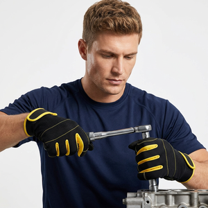 Gants de travail en PU noir JNA GROUP, bouts des doigts texturés, antidérapants, résistants à l'abrasion, avec poignet élastique, usage général, sans latex - Product Image 5