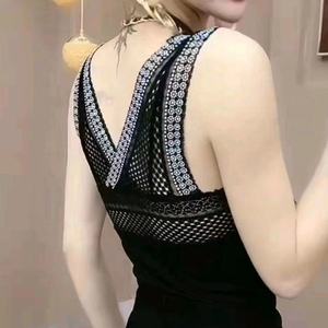 Femmes col en V <span class=keywords><strong>maille</strong></span> Sexy strass brillant paillettes mince tricot jarretelle <span class=keywords><strong>gilet</strong></span> sans manches discothèque Camisoles débardeur avec rembourré - Product Image 2