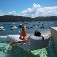 Bestseller - Lit flottant gonflable en PVC pour adultes et transat aquatique, rayures bleues, 180x85cm, pour vacances en bord de mer et utilisation sur yacht