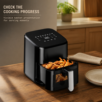 Friteuse à air carrée moderne 4,5 L, friteuse électrique de comptoir pour poulet frit et snacks