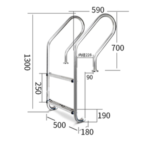 Scaletta per piscina interrata in acciaio inox, 2-5 gradini antiscivolo con corrimano per piscina a sfioro - Product Image 1