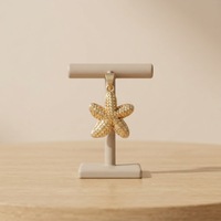 Pendentif Étoile de Mer Plaqué Or 14K Tendance, Bijou en Laiton Thème Océan, Breloque pour Femme et Homme, Cadeau de Mariage Plage, Accessoire DIY