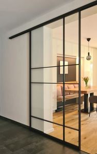 Puerta Corredera de Doble Vidrio Ultrafina Personalizada con Riel Superior sin Riel Inferior para Sala de Estar o Dormitorio Moderno - Product Image 2