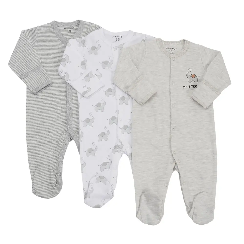 Sunnozy Baby Puur Katoenen Jumpsuit Met Lange Mouwen Baby 3-delig Kruippakje Jumpsuit Voor Alle Seizoenen Thuis