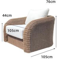Fauteuil d'extérieur individuel à bras courbes, entièrement enveloppé, en tressage, design nordique de luxe, avec coussin imperméable, pour patio