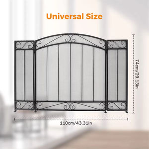 หน้าจอเตาผิงแบบคลาสสิกตาข่ายโลหะในร่มสไตล์วินเทจมี3แผงกั้นสำหรับเด็กที่จุดไฟแบบยืน - Product Image 2