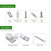 40W 60W Supermarket Bathroom Lighting LED Linear Batten Light Tube 0.6m 1.2m 1.5m 3 Color Temperature Sensor Emergency Made PC