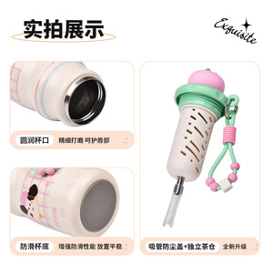 Yogue Kids Water <b>Bottle</b> 500ml Leak Proof Portable Cup For School With Straw And Apple Design - Product Image 4