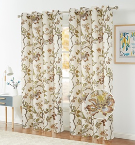 Tenda oscurante in stile americano con stampa floreale lucida, design con anelli, oscurante metallizzato per soggiorno - Product Image 5