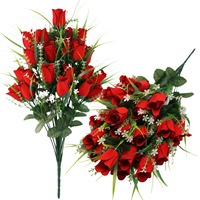 Großhandel Hochwertiger Künstlicher Rosenstrauß aus Samt, Rote Rosen, Leichtgewichtig und Umweltfreundlich, für Hochzeiten und Abschlussfeiern