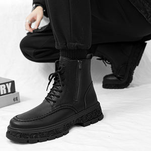 עיצוב רטרו סוליות גברים אופנה גברים רכיבה על מגפי zipper עגול מרקם זול עלות-יעיל - Product Image 4