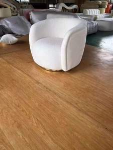 Fauteuil d'appoint Teddy Boucle en forme de baril, fauteuil enveloppant incurvé avec base ronde dorée, canapé individuel pour hôtel et réception - Product Image 5