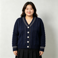 Service OEM ODM, cardigan en tricot à col en V élégant pour femmes, style preppy, manches longues