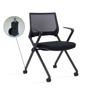 Chaise de formation empilable et pliable au design moderne, avec accoudoirs en ABS, dossier en maille et quatre pieds, idéale pour les bureaux et les salles d'attente – Offre spéciale - Product Image 1