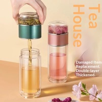 Tasse à thé en verre double paroi avec filtre de séparation thé et eau, résistante aux hautes températures, luxe léger, portable, unisexe, pour les voyages