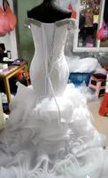 2024 élégant hors épaule cristal dos nu volants Tulle Train africain sirène robes de mariée grande taille queue de poisson robe de mariée