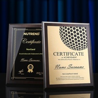 Plaque de certification d'autorisation haut de gamme, élégante, sur base en bois sur mesure, avec gravure dorée et UV, pour récompense ou médaille