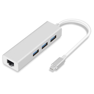 Tipo C a USB 3,0 2,0 Hub 3 puertos con RJ45 100Mbps 1000Mbps Gigabit Ethernet LAN adaptador de tarjeta de red - Product Image 1