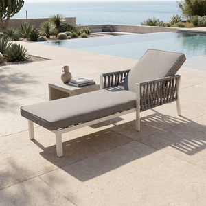 Chaise longue en rotin avec structure en acier moderne, coussin réglable, chaise de plage inclinable pour l'extérieur, le jardin, le salon, le bord de la piscine - Product Image 6