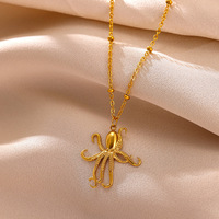 Collier en acier inoxydable plaqué or, résistant à l'eau, sans ternissement, avec coquillage, cœur et os de poisson, tendance TikTok, par Fanhua Jewelry