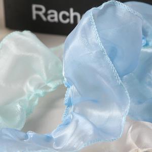 Sangle en satin nacré multicolore de 5.5cm Ruban en mousseline de soie à ourlet cannelé froissé nacré - Product Image 4