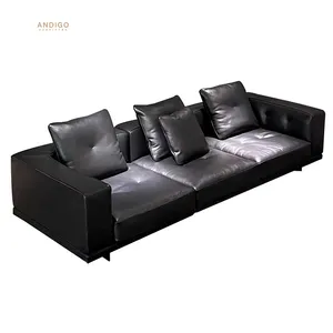 Modern Nordic Style Modern Leather Sofa Combination Living Room Sectional Genuine Leather