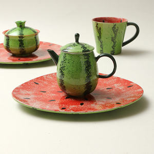 <b>Ceramic</b> Watermelon Serving <b>Plate</b> Set With Lid For Tea Party Novelty Dishes - Product Image 4