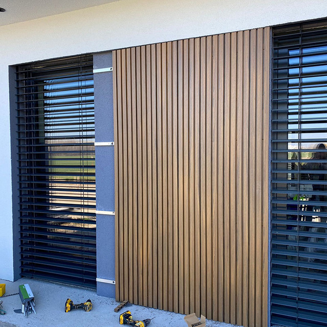 219x26 mm Modern Style WPC Slat Wall Cladding Wood Plastic Composite Wall Panel Decorate Building