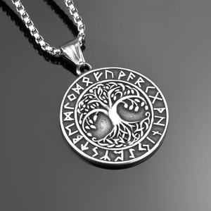 Collares con Colgantes de Joyería de Acero Inoxidable Personalizados Yunnique, Árbol de la Vida Yggdrasil, Runas Vikingas, Mitología Nórdica, Estilo Vintage para Hombre - Product Image 3