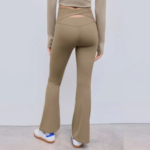 Custom Activewear Outfits Women Logo Women Gym Sport Wear Cross Back Fitness <b>Flare</b> Leg <b>Leggings</b> Women Yoga <b>Leggings</b> - Product Image 1